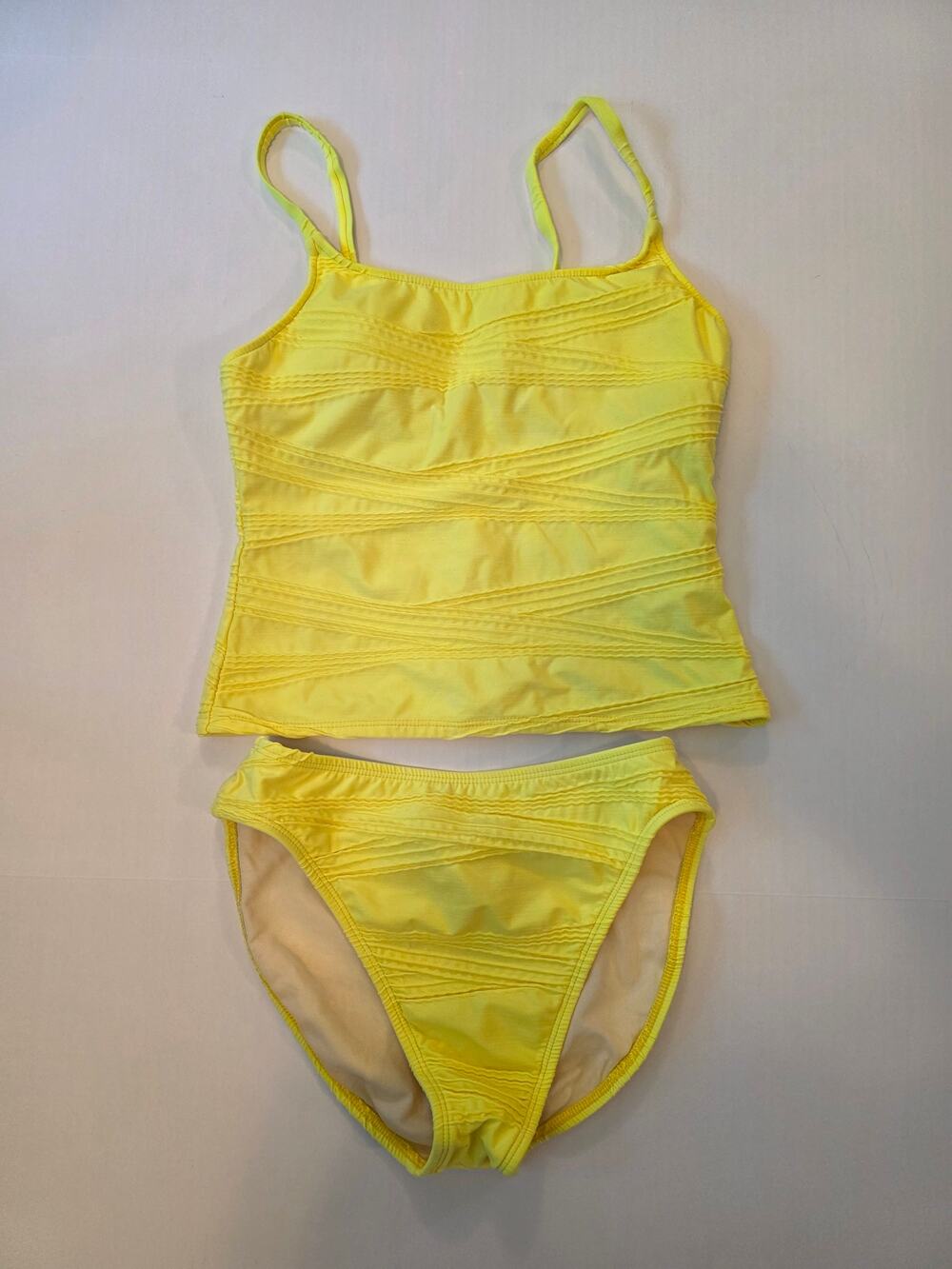 Vtg SESSA Bandage Bright Yellow 2 Pc Swimsuit  Womens Size 10 Mid-Waist Bikini
